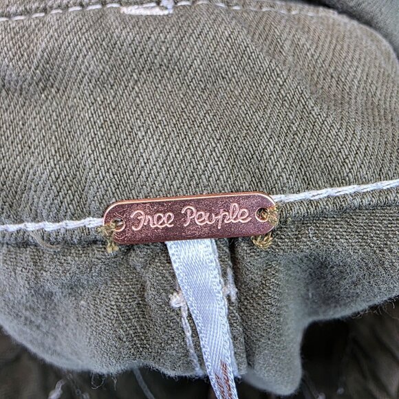 Free People Skirt Womens 6 Green Utility Paperbag Waist Pockets Mini Casual - Picture 3 of 9